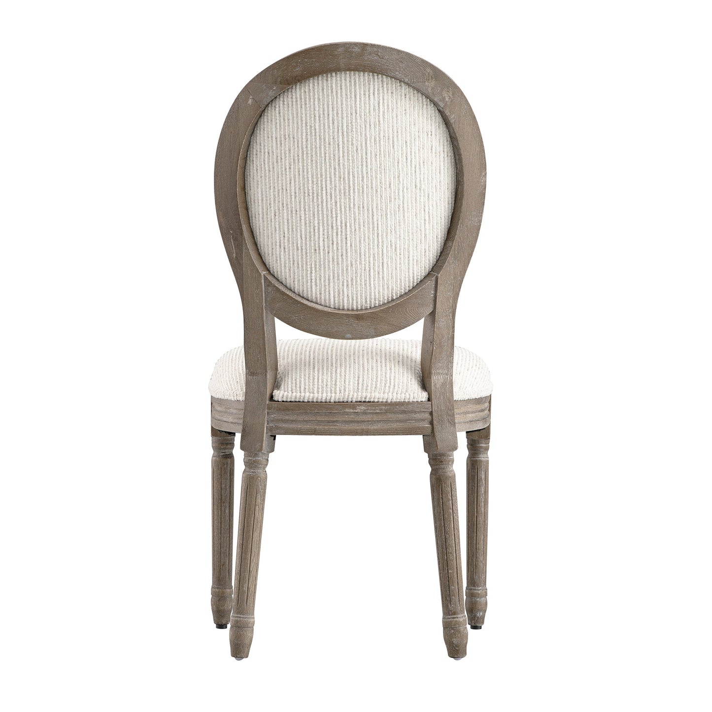 Lainston Set of 2 Classic Weathered Oak Dining Chairs, Beige Textured Fabric