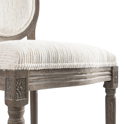 Lainston Set of 2 Classic Weathered Oak Dining Chairs, Beige Textured Fabric