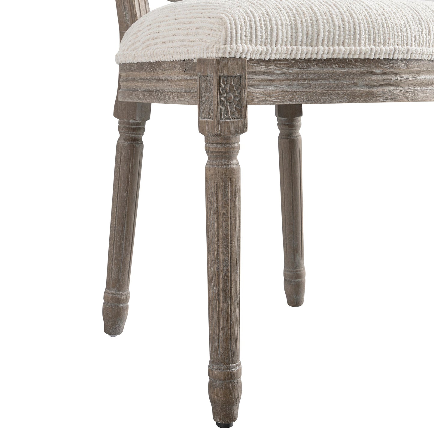 Lainston Set of 2 Classic Weathered Oak Dining Chairs, Beige Textured Fabric