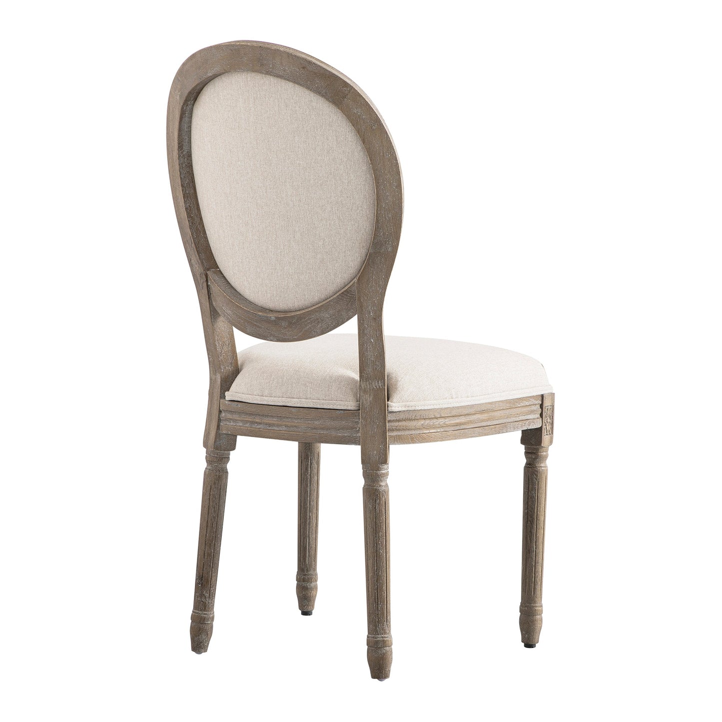 Lainston Set of 2 Classic Weathered Oak Dining Chairs, Oatmeal Brushed Fabric