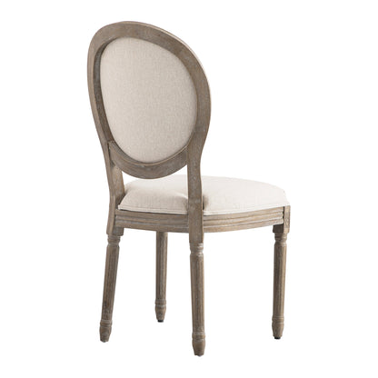 Lainston Set of 2 Classic Weathered Oak Dining Chairs, Oatmeal Brushed Fabric