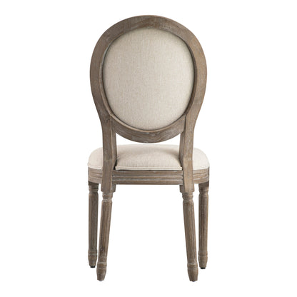 Lainston Set of 2 Classic Weathered Oak Dining Chairs, Oatmeal Brushed Fabric