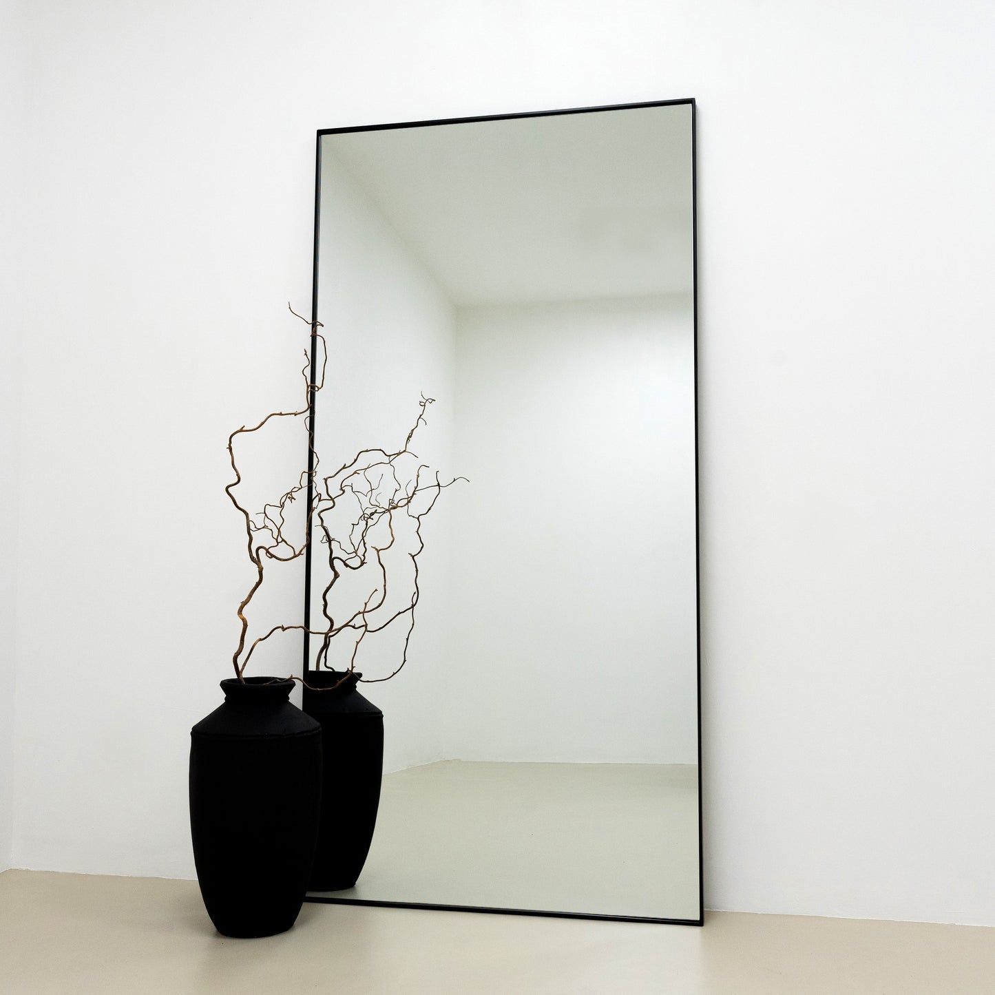 Theo - Full Length Black Extra Large Metal Mirror 200cm x 100cm