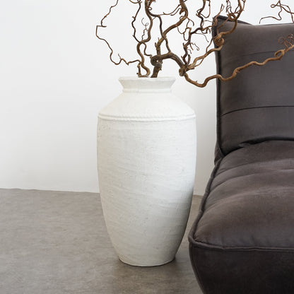 Toledo - Large White Textured Terracotta Vase