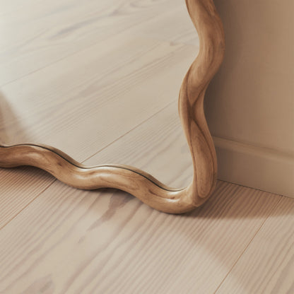 Marea - Light Wood Wavy Retro Full Length Mirror 170cm x 80cm
