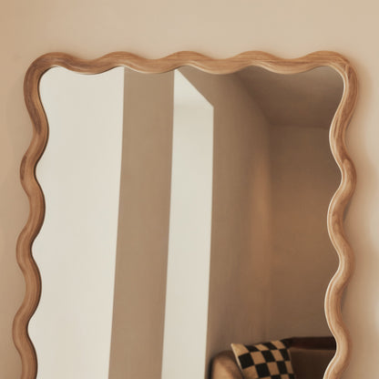 Marea - Light Wood Wavy Retro Full Length Mirror 170cm x 80cm