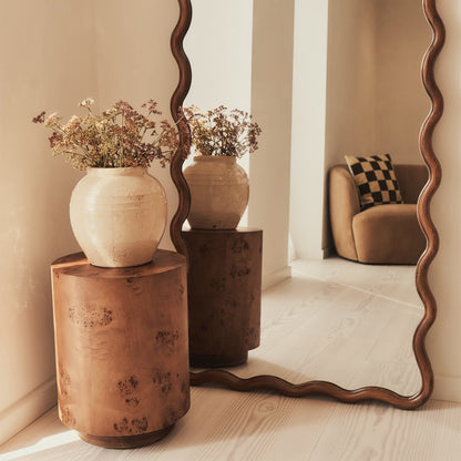 Marea - Dark Wood Wavy Retro Full Length Mirror 170cm x 80cm