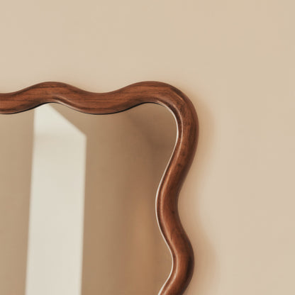 Marea - Dark Wood Wavy Retro Full Length Mirror 170cm x 80cm