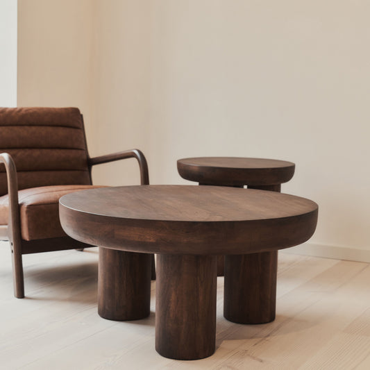 Vermont - Dark Wood Premium Round Coffee Table