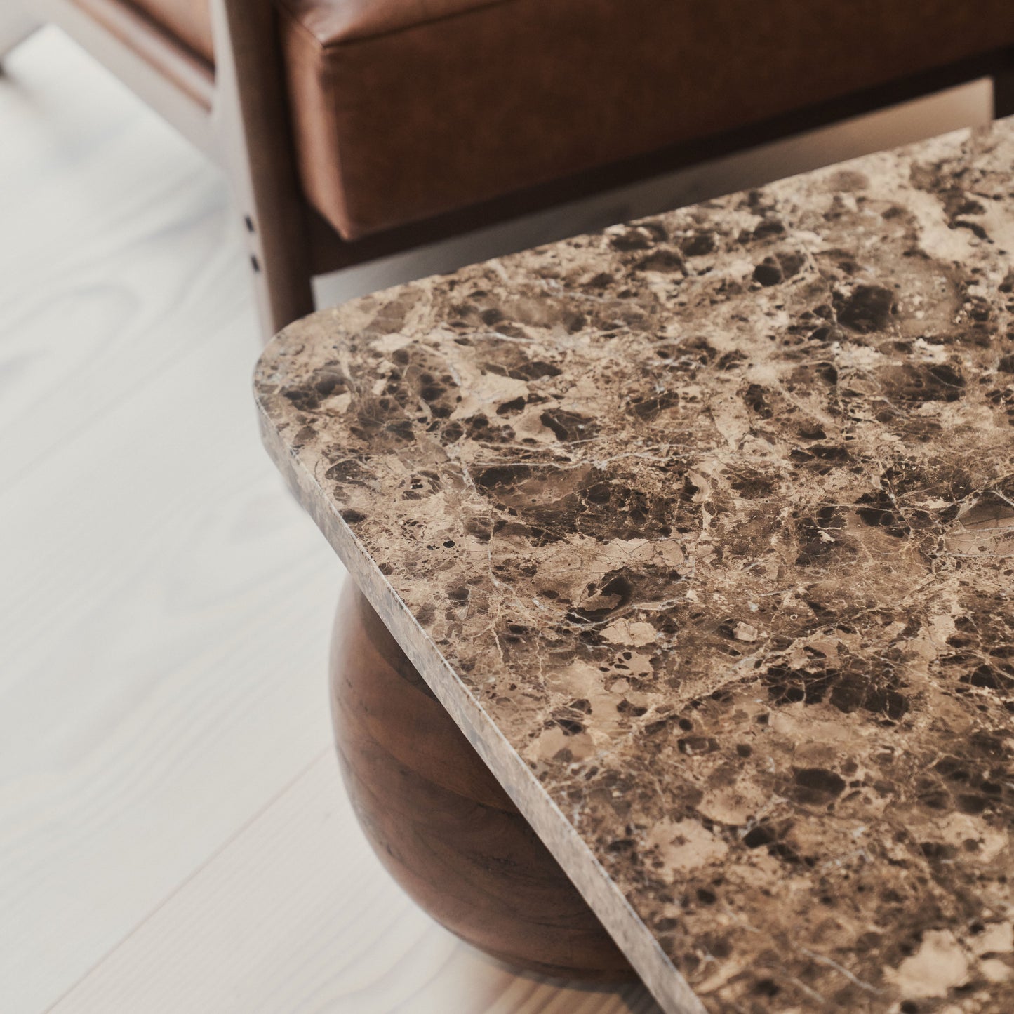 Melrose - Dark Emperador Marble Rectangular Dark Wood Premium Coffee Table