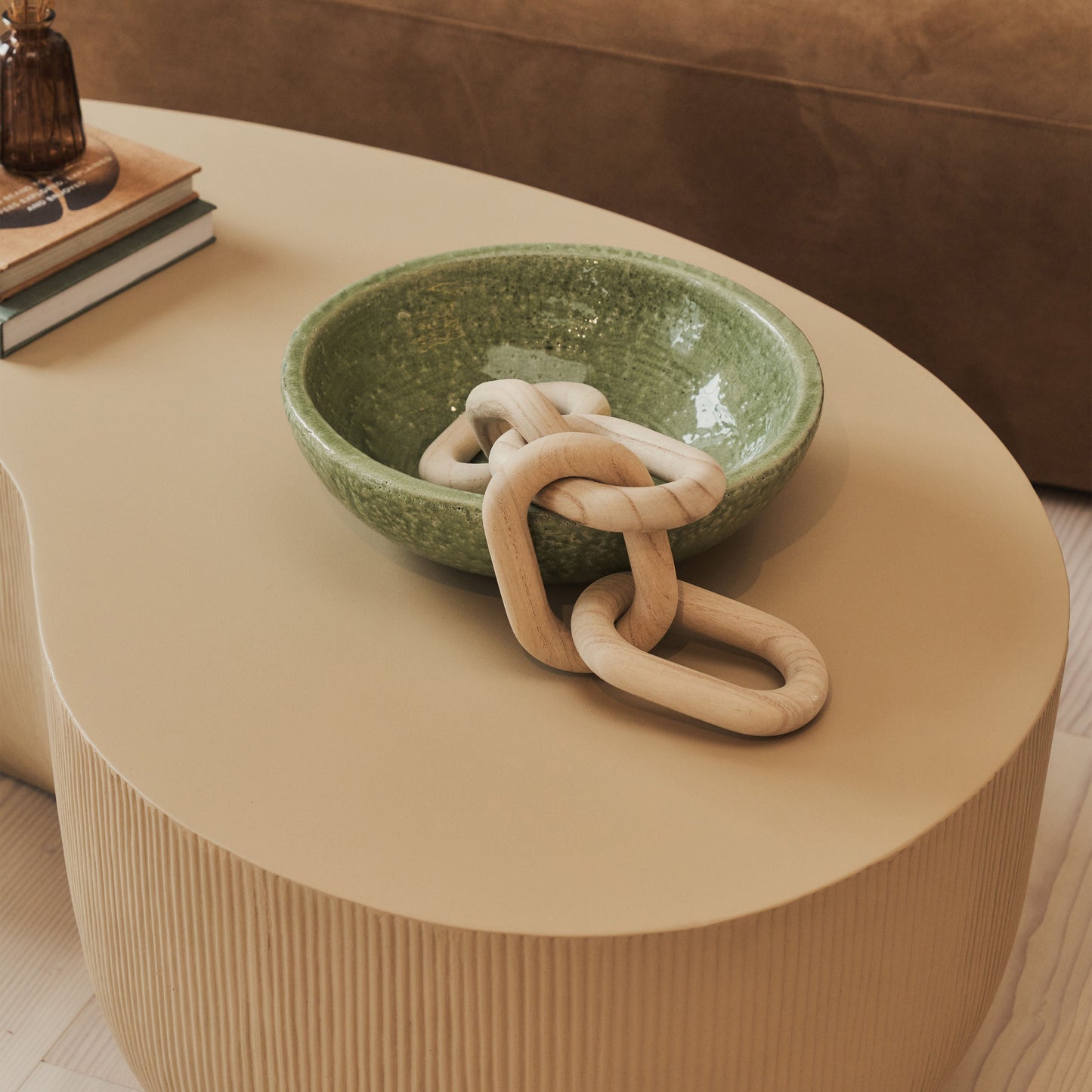 Leonardo - Minimal Beige Shaped Coffee Table Large