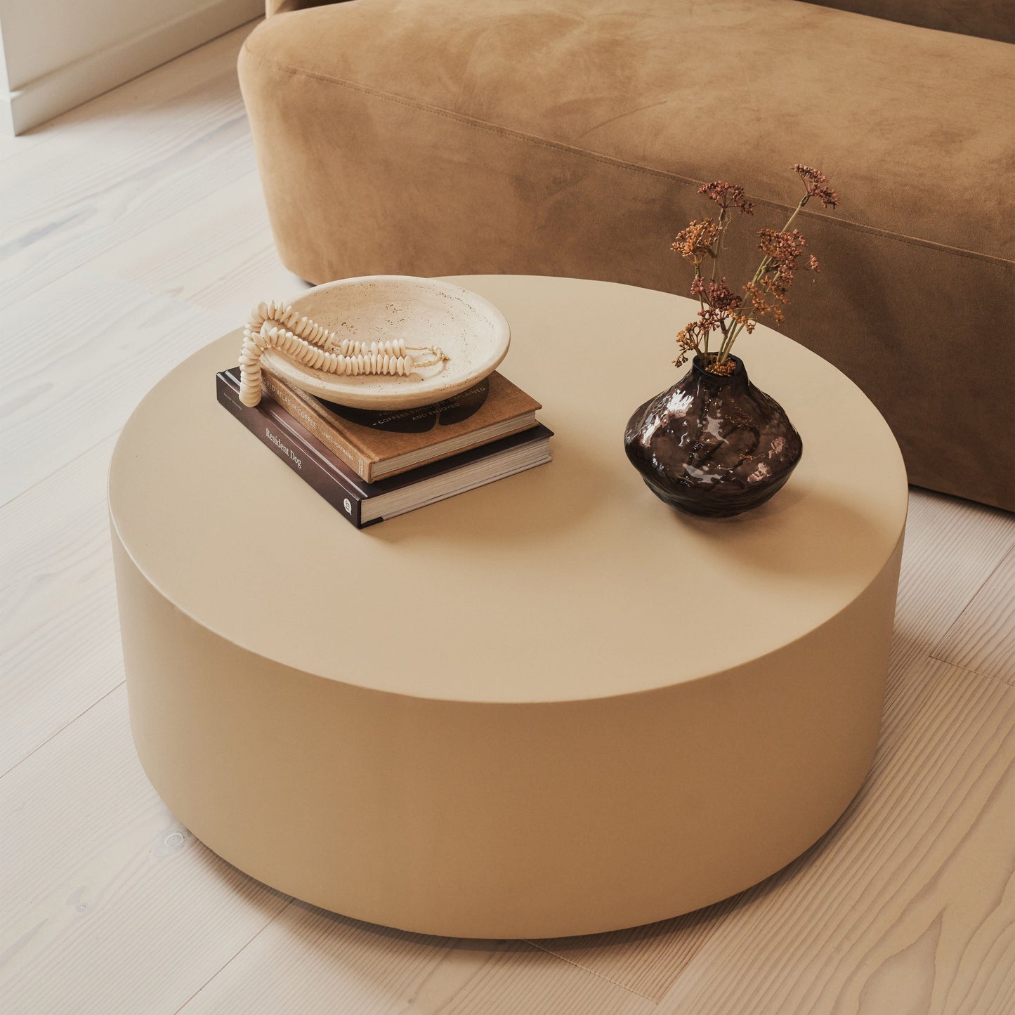 Angelo - Minimal Beige Round Coffee Table Large