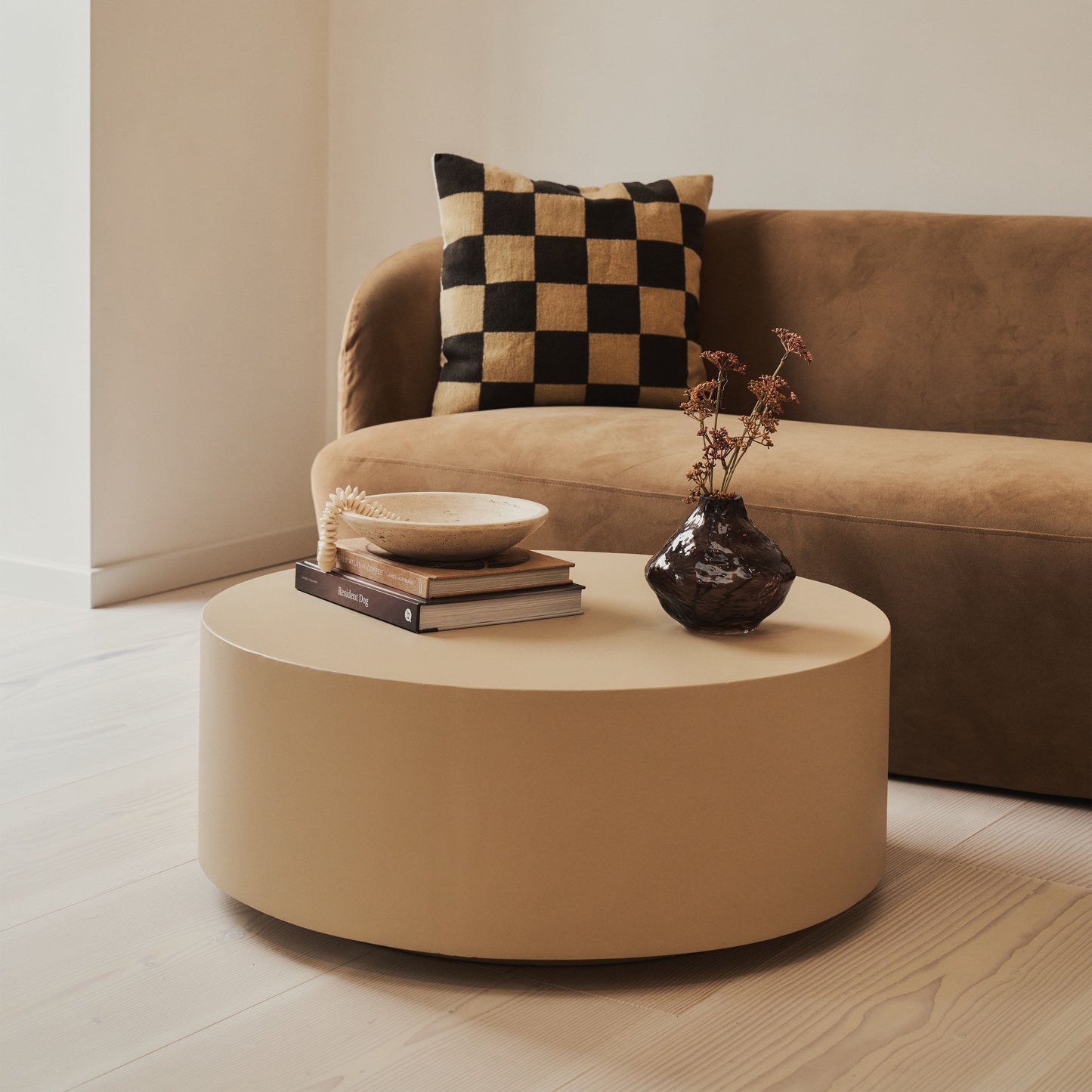 Angelo - Minimal Beige Round Coffee Table Large