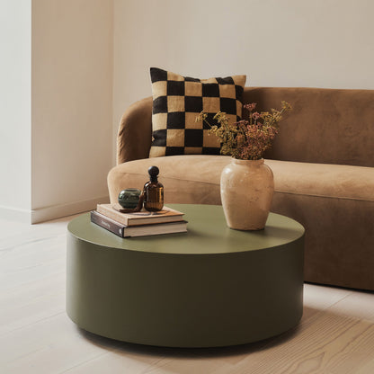 Angelo - Minimal Olive Round Coffee Table Large