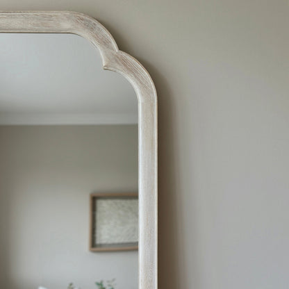 Elena - Full Length White Washed Wood Arched Mirror 170cm x 75cm