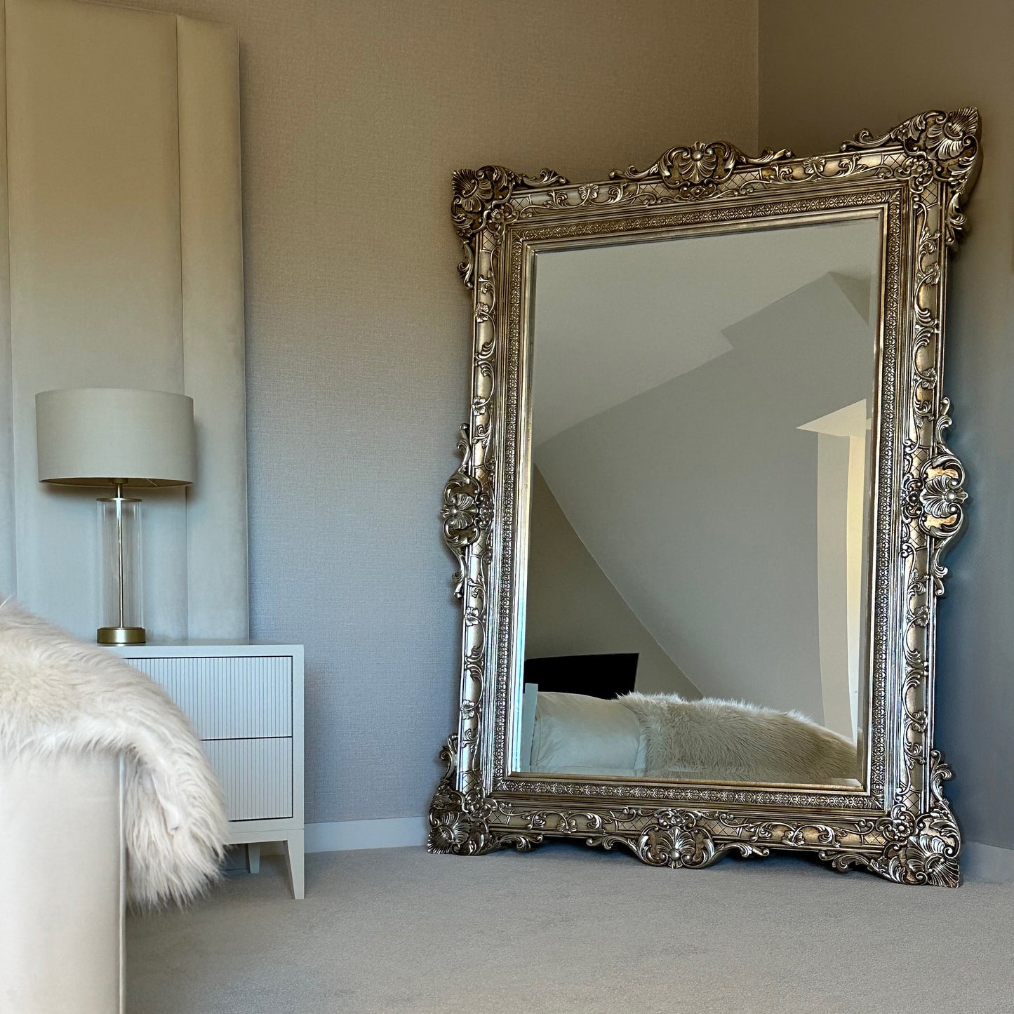 Ella Grande - Champagne Ornate Floor Mirror 190cm x 140cm