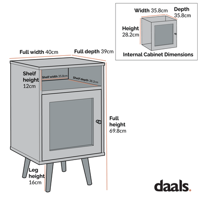 Frances Woven Rattan 1-Door Bedside Table in Black Colour