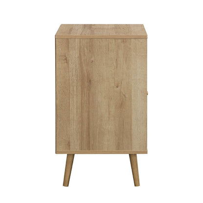Frances Woven Rattan 1-Door Bedside Table in Natural Colour