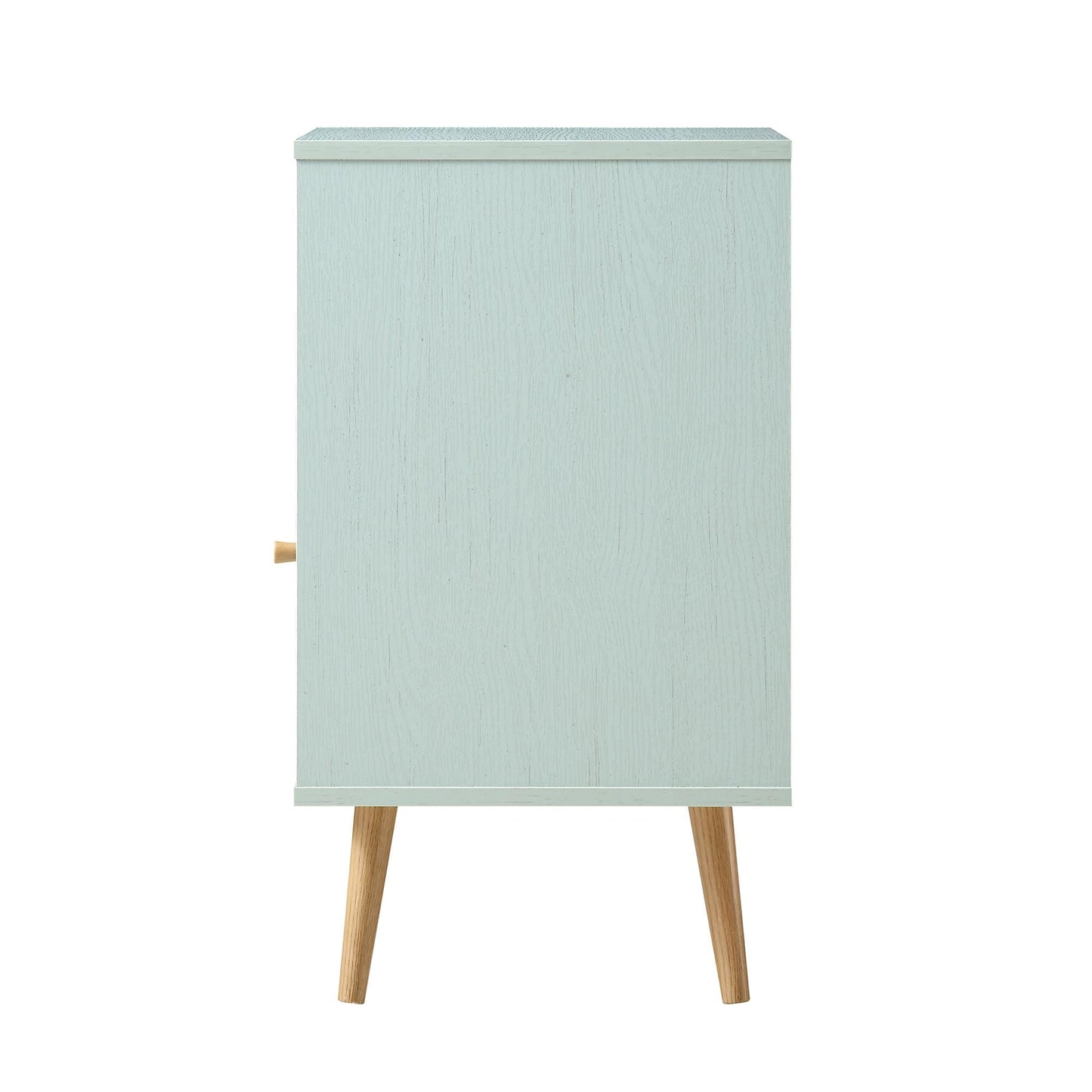Frances Woven Rattan 1-Door Bedside Table in Mint