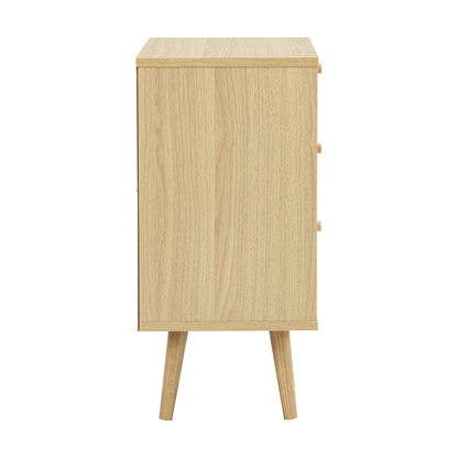 Anya Woven Rattan 3-Drawer Bedside Table in Natural Colour