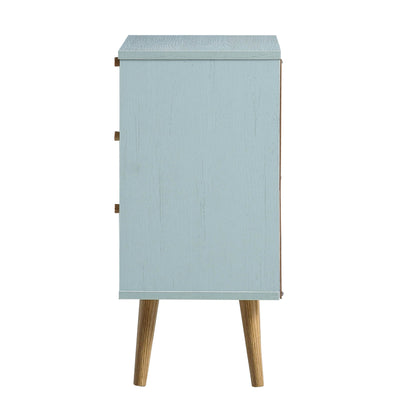 Anya Woven Rattan 3-Drawer Bedside Table in Mint Colour