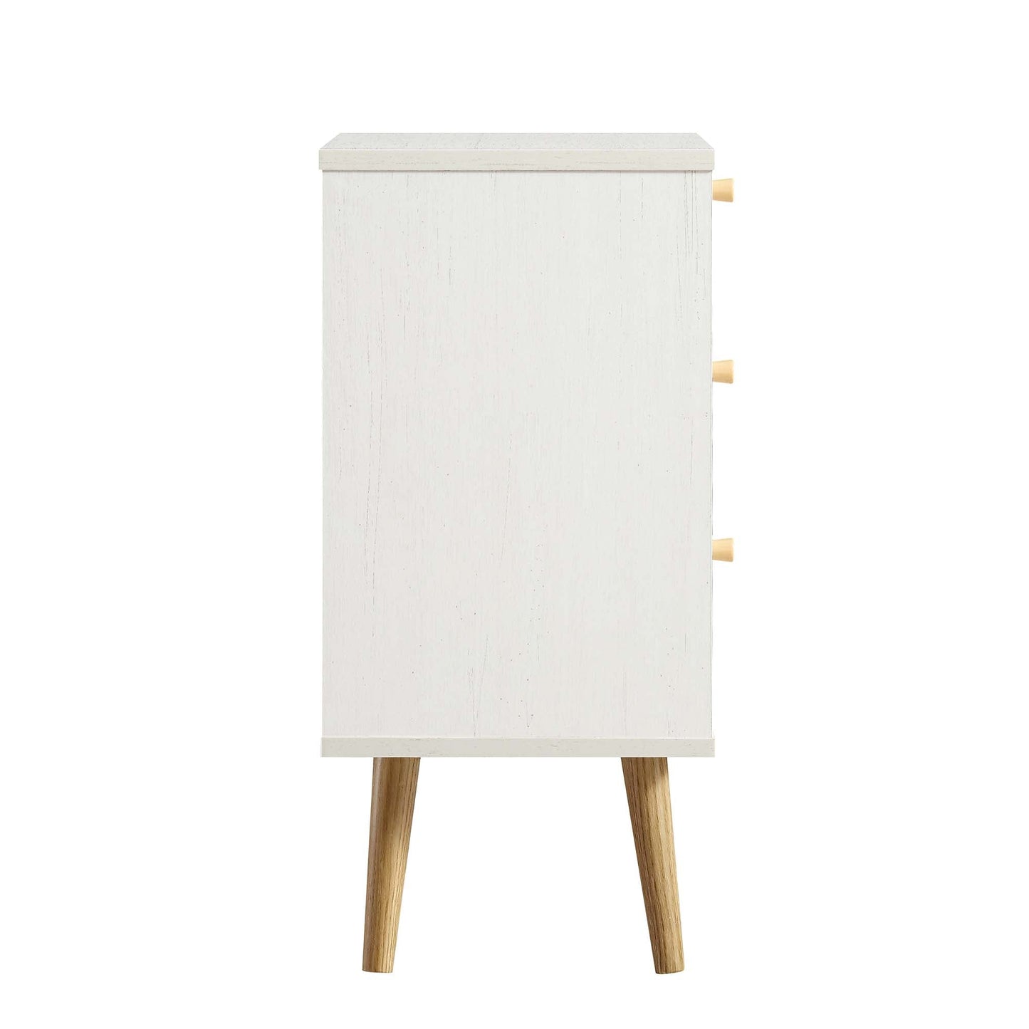 Anya Woven Rattan 3-Drawer Bedside Table in White