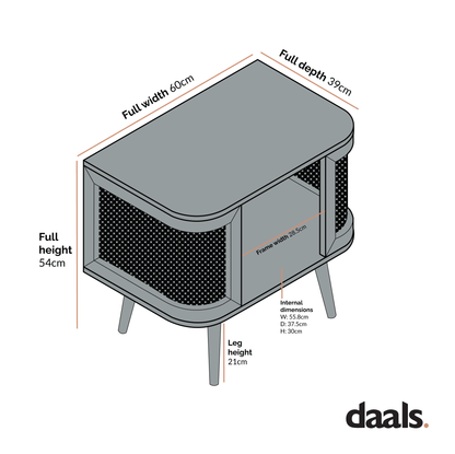 Izzy Curved Rattan Bedside Table, Natural