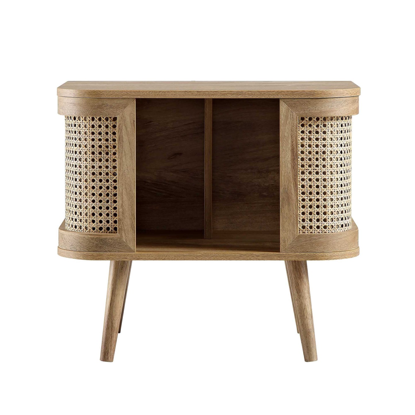 Izzy Curved Rattan Bedside Table, Natural