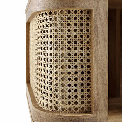 Izzy Curved Rattan Bedside Table, Natural