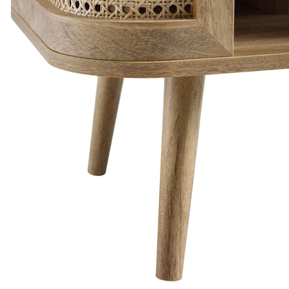 Izzy Curved Rattan Bedside Table, Natural
