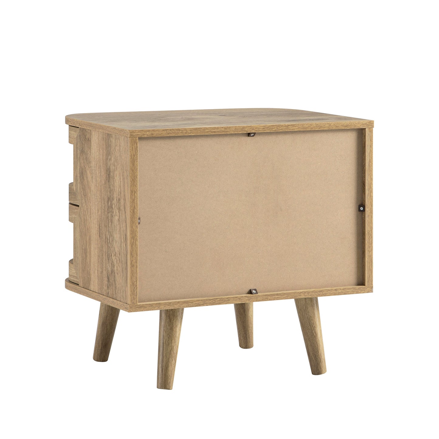 Izzy Curved Rattan 2-Drawer Bedside Table, Natural