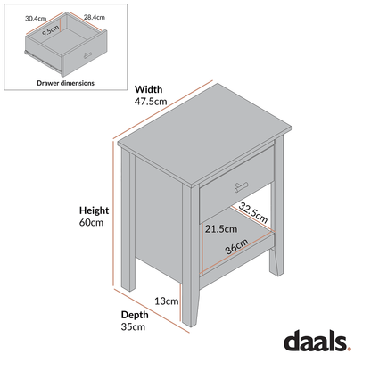 Oakham 1-Drawer Bedside Table, Nude Pink