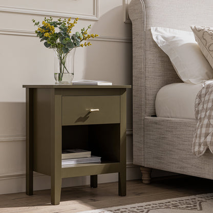 Oakham 1-Drawer Bedside Table, Olive Grove
