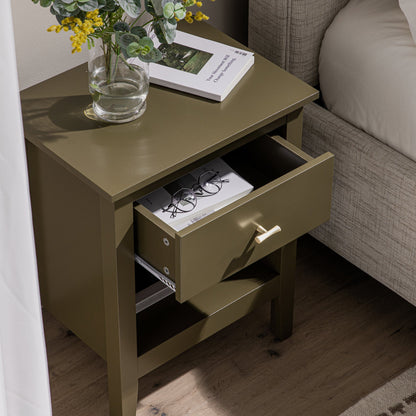 Oakham 1-Drawer Bedside Table, Olive Grove