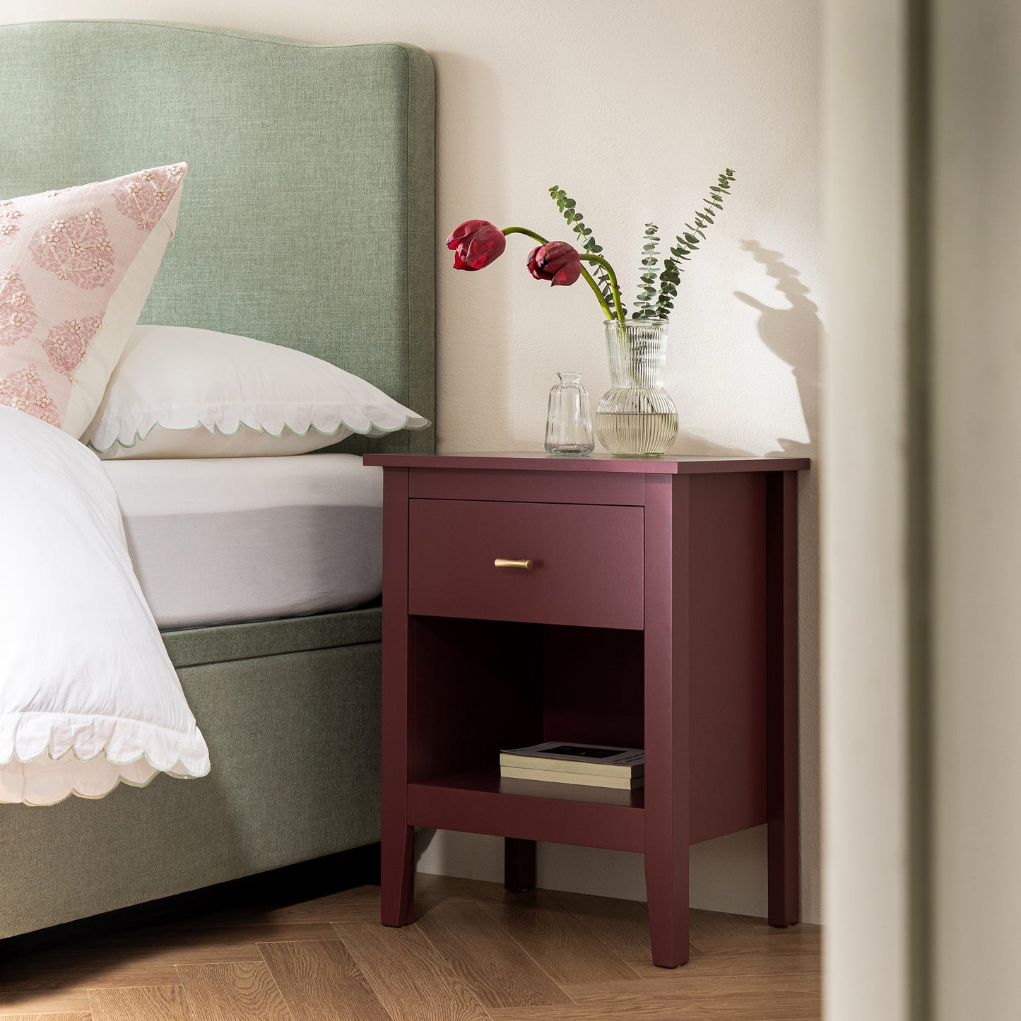 Oakham 1-Drawer Bedside Table, Wild Cherry