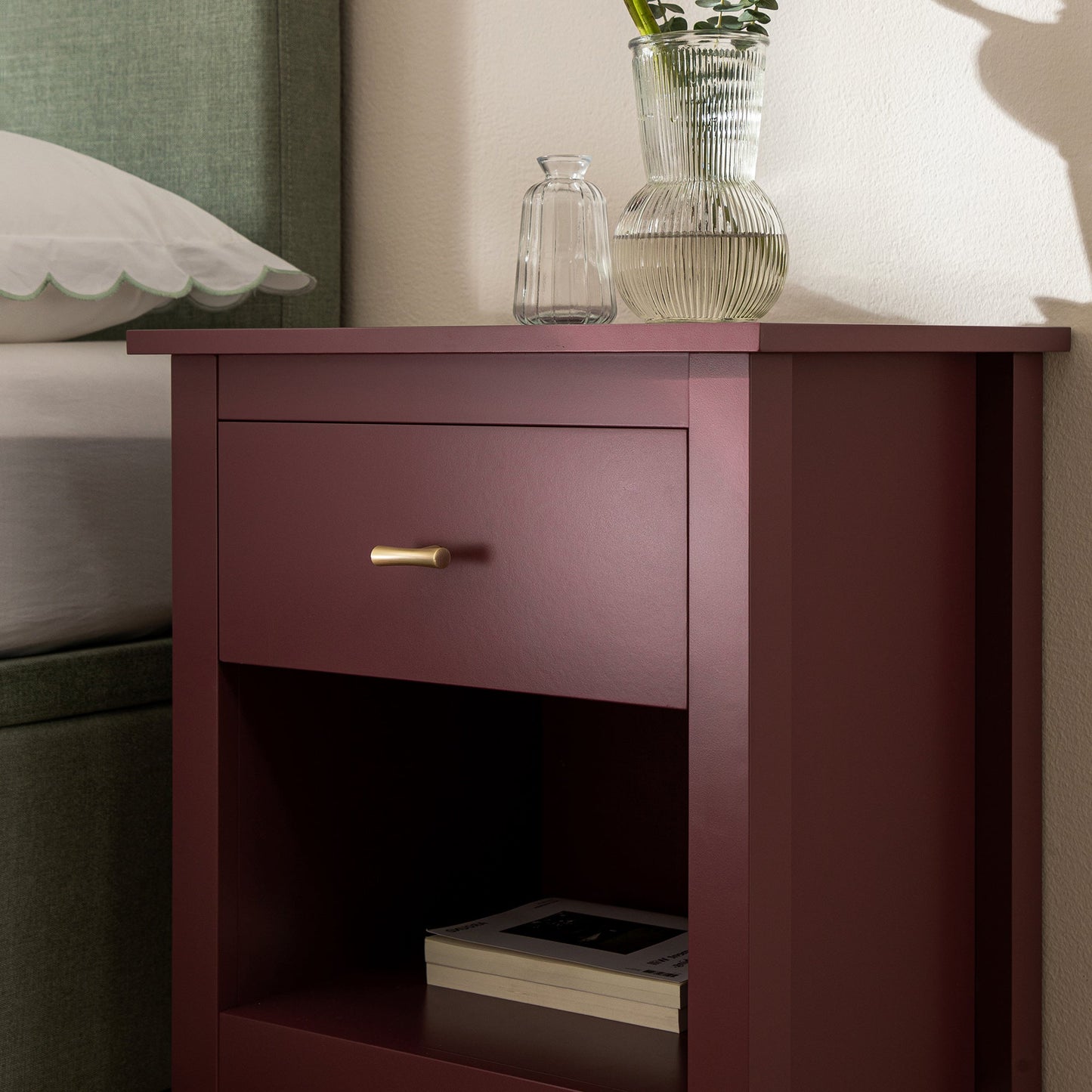 Oakham 1-Drawer Bedside Table, Wild Cherry