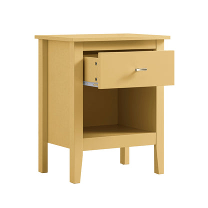 Oakham 1-Drawer Bedside Table, Rattan Yellow