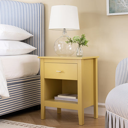 Oakham 1-Drawer Bedside Table, Rattan Yellow