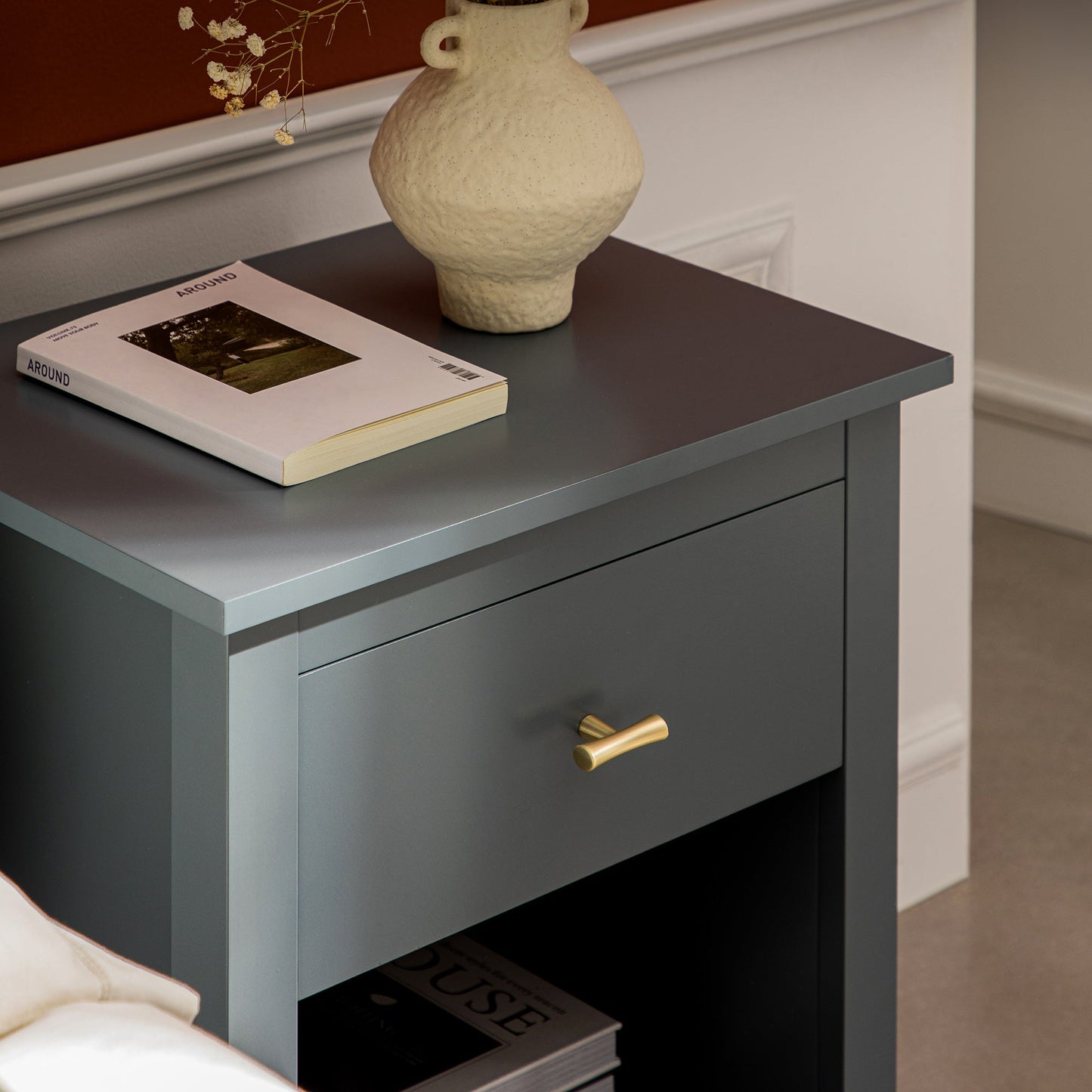 Oakham 1-Drawer Bedside Table, Stormy Blue