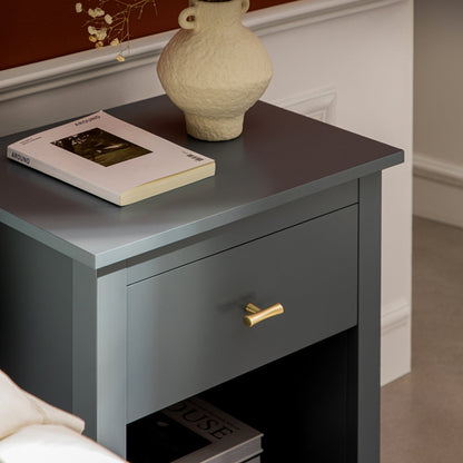 Oakham 1-Drawer Bedside Table, Stormy Blue