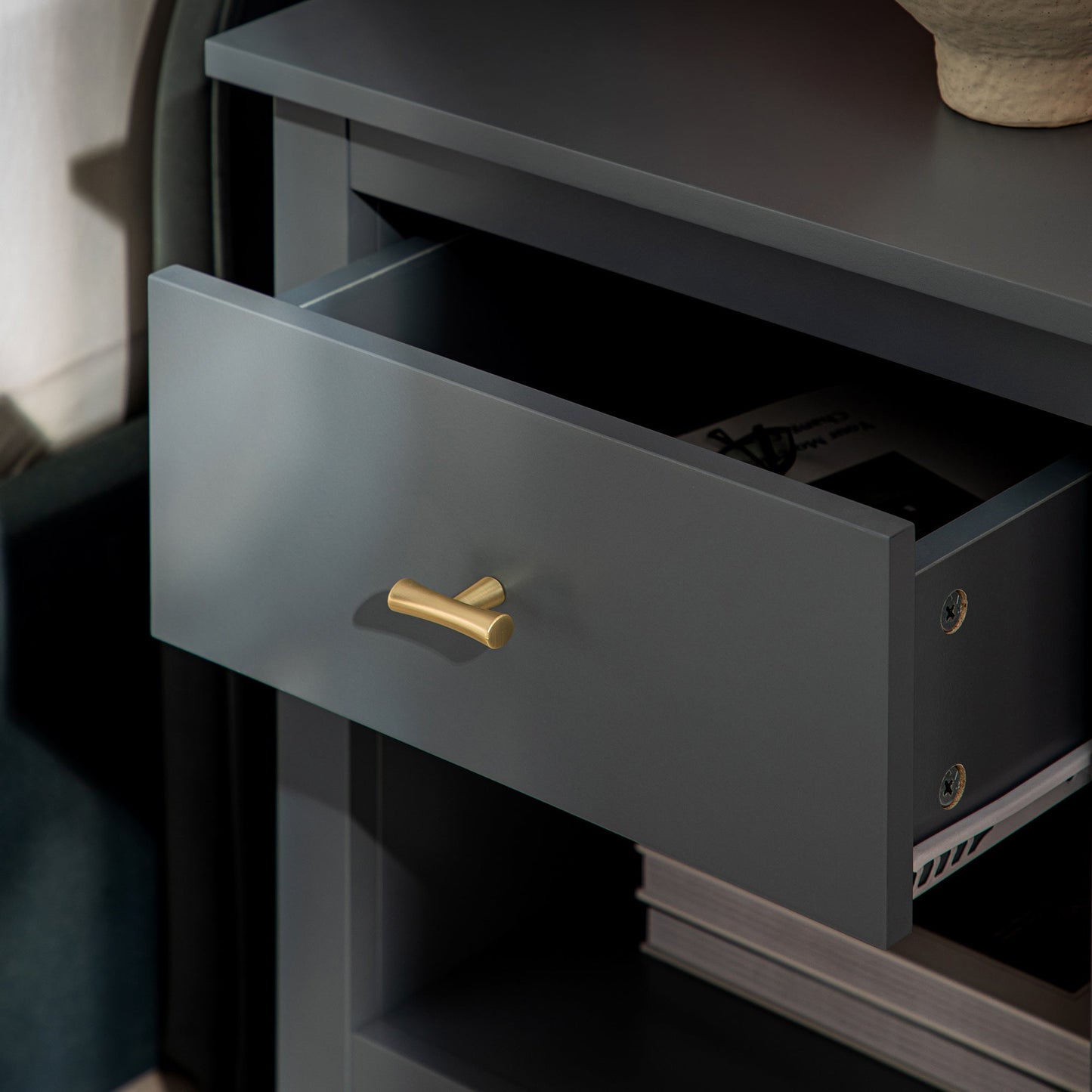 Oakham 1-Drawer Bedside Table, Stormy Blue