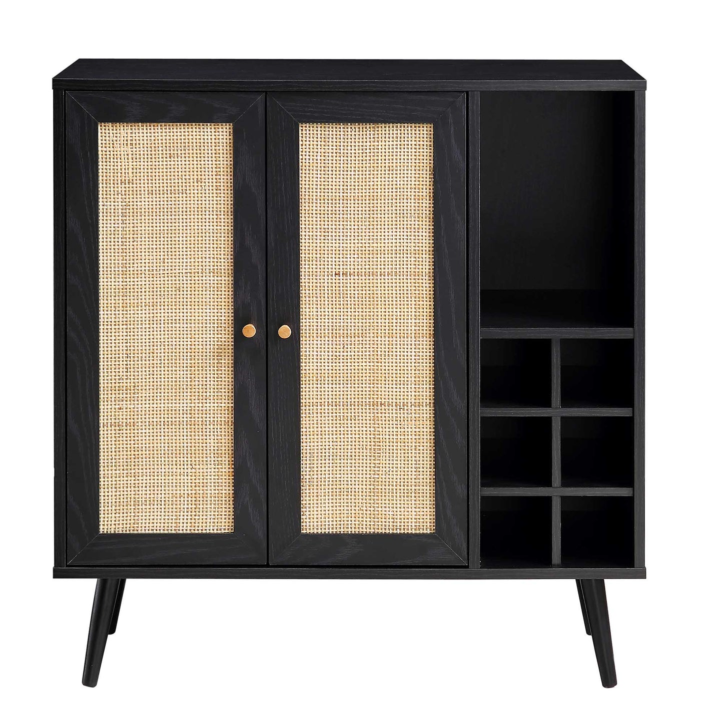 Frances Woven Rattan Drinks Cabinet, Black