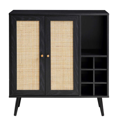 Frances Woven Rattan Drinks Cabinet, Black