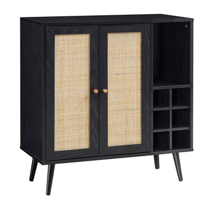 Frances Woven Rattan Drinks Cabinet, Black