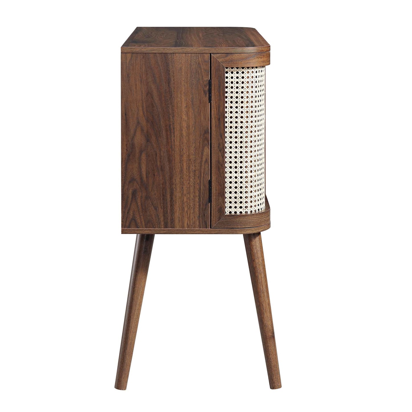 Izzy Curved Rattan 2-Door Buffet Sideboard, Walnut