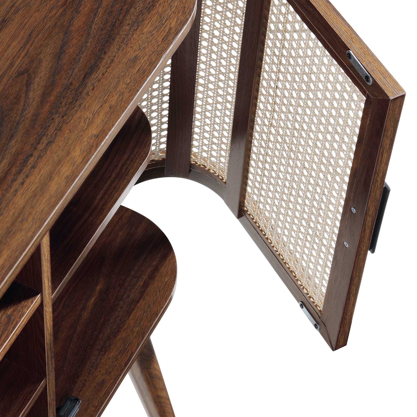 Izzy Curved Rattan 2-Door Buffet Sideboard, Walnut