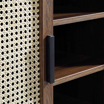 Izzy Curved Rattan 2-Door Buffet Sideboard, Walnut