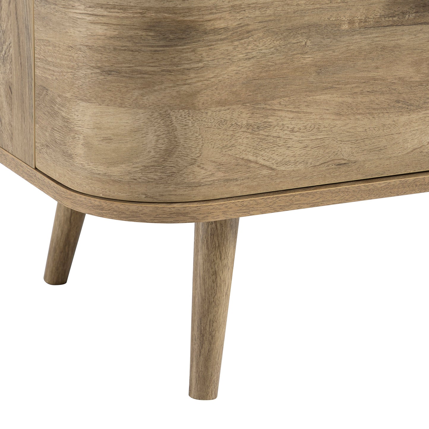 Izzy Curved Rattan 1-Drawer Small Sideboard, Natural