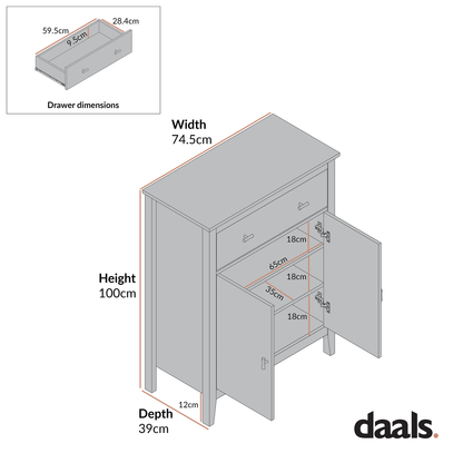 Oakham Small Sideboard with Drawer, Stormy Blue