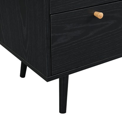 Anya Woven Rattan Chest of 3 Drawer in Black Colour